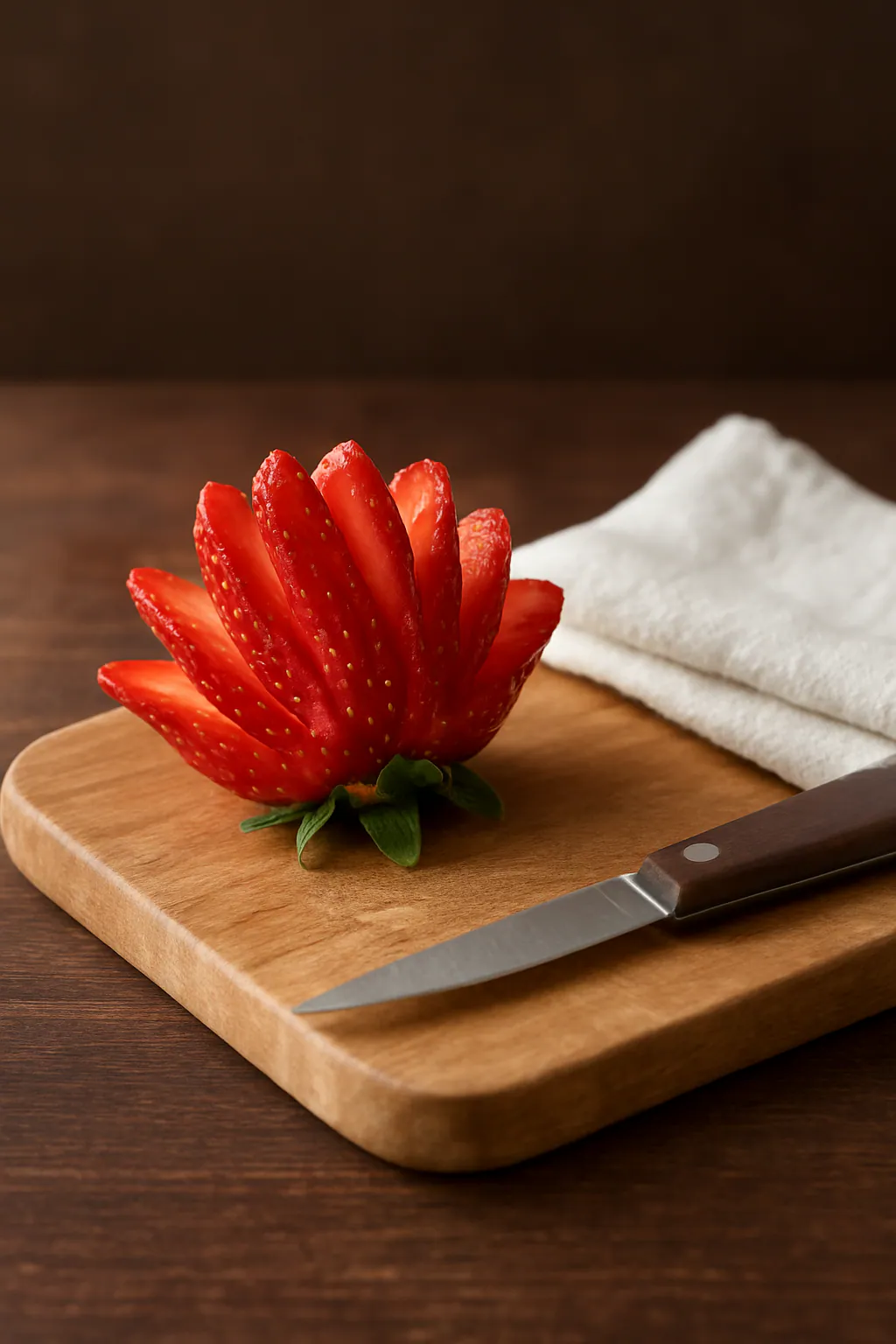 Aardbeienwaaiers als decoratie maken