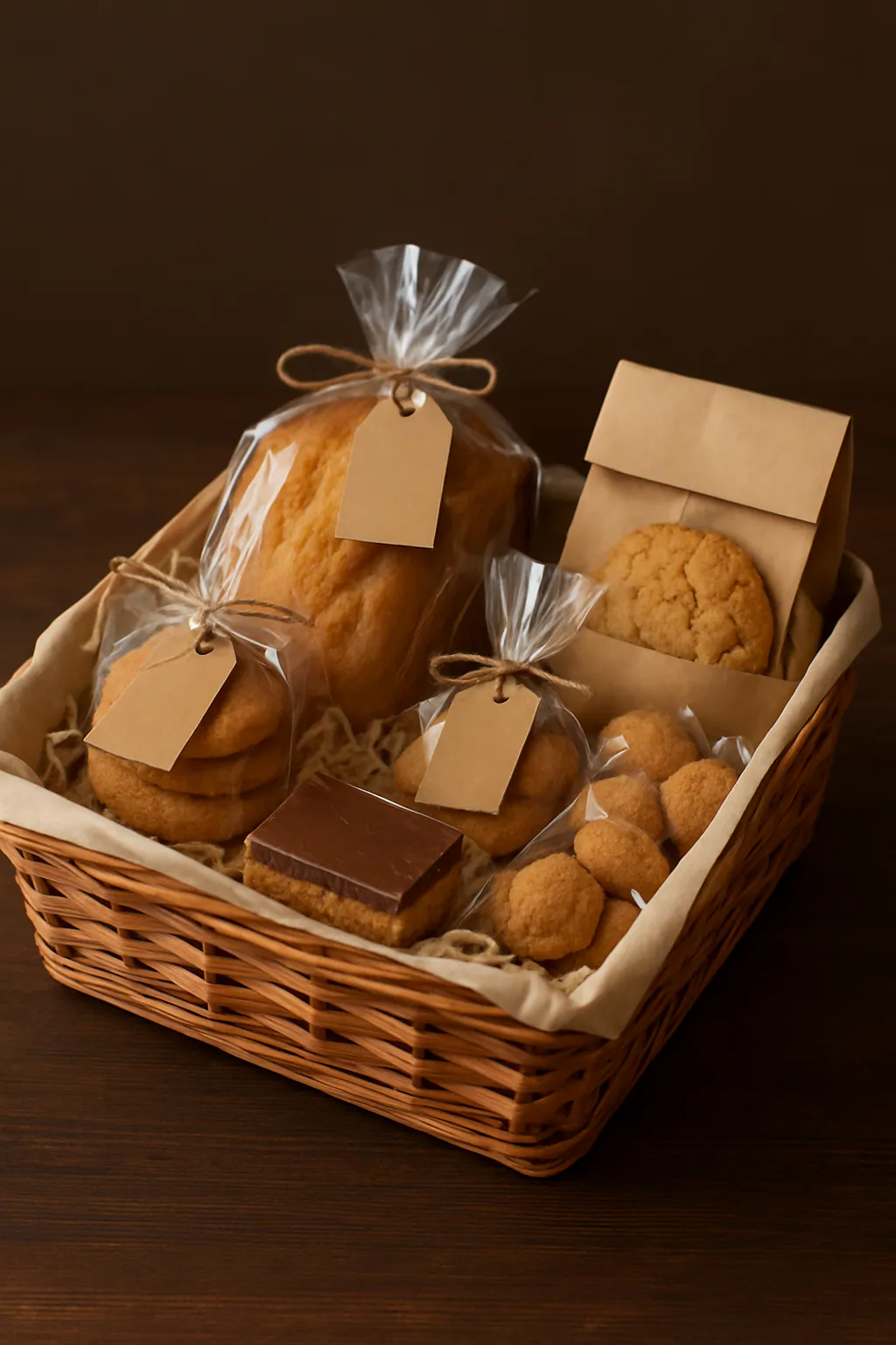 Eindresultaat: Bakcadeaumand met baksels samenstellen