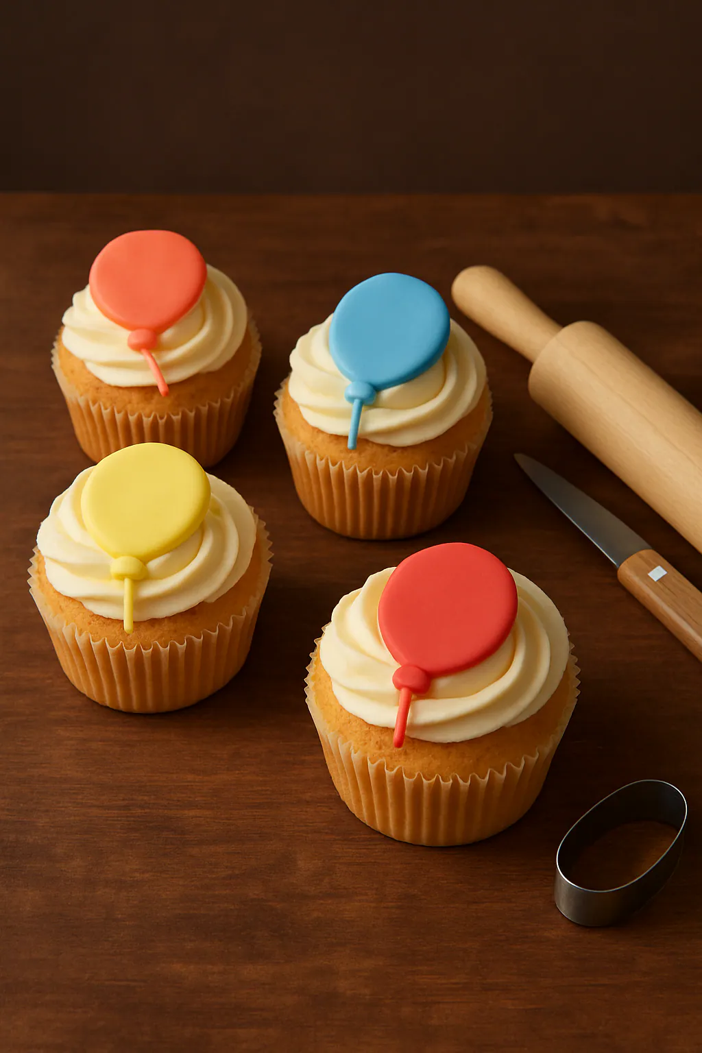 Eindresultaat: Ballon-cupcakes decoreren