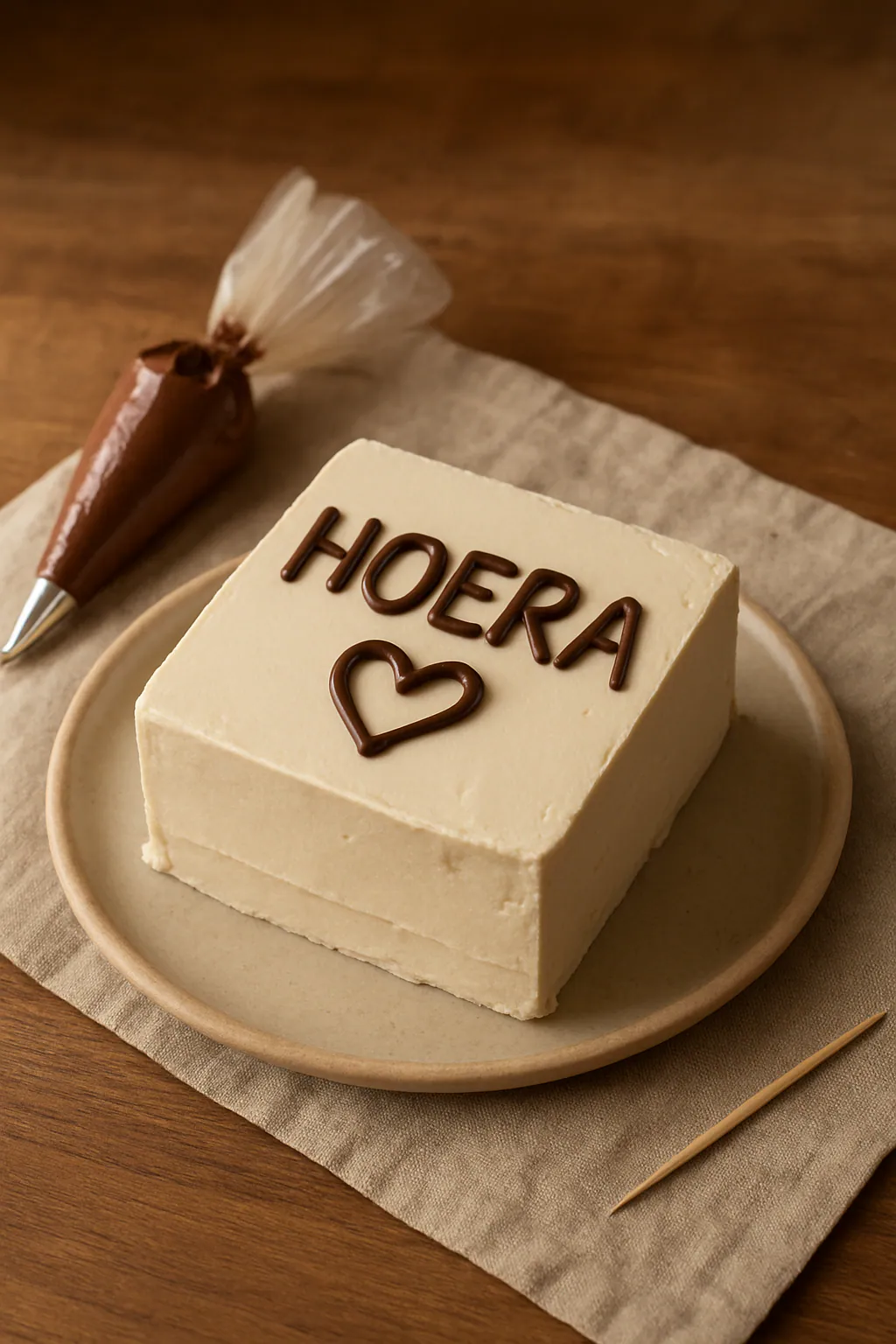Eindresultaat: Schrijven op een bento-cake
