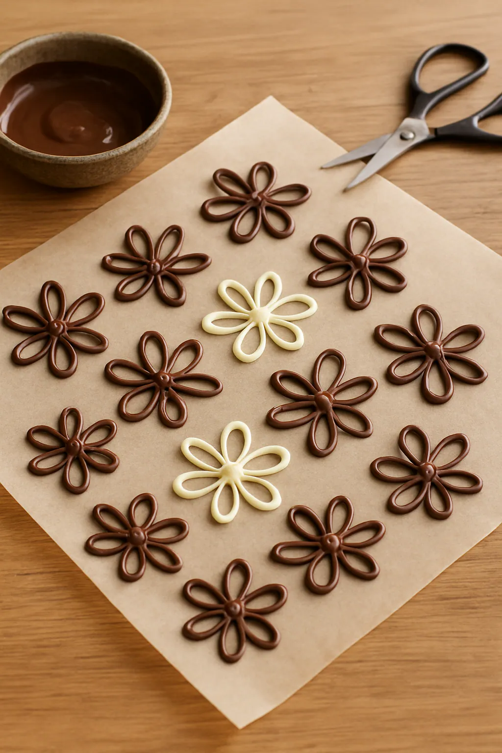 Eindresultaat: Chocoladebloemen maken