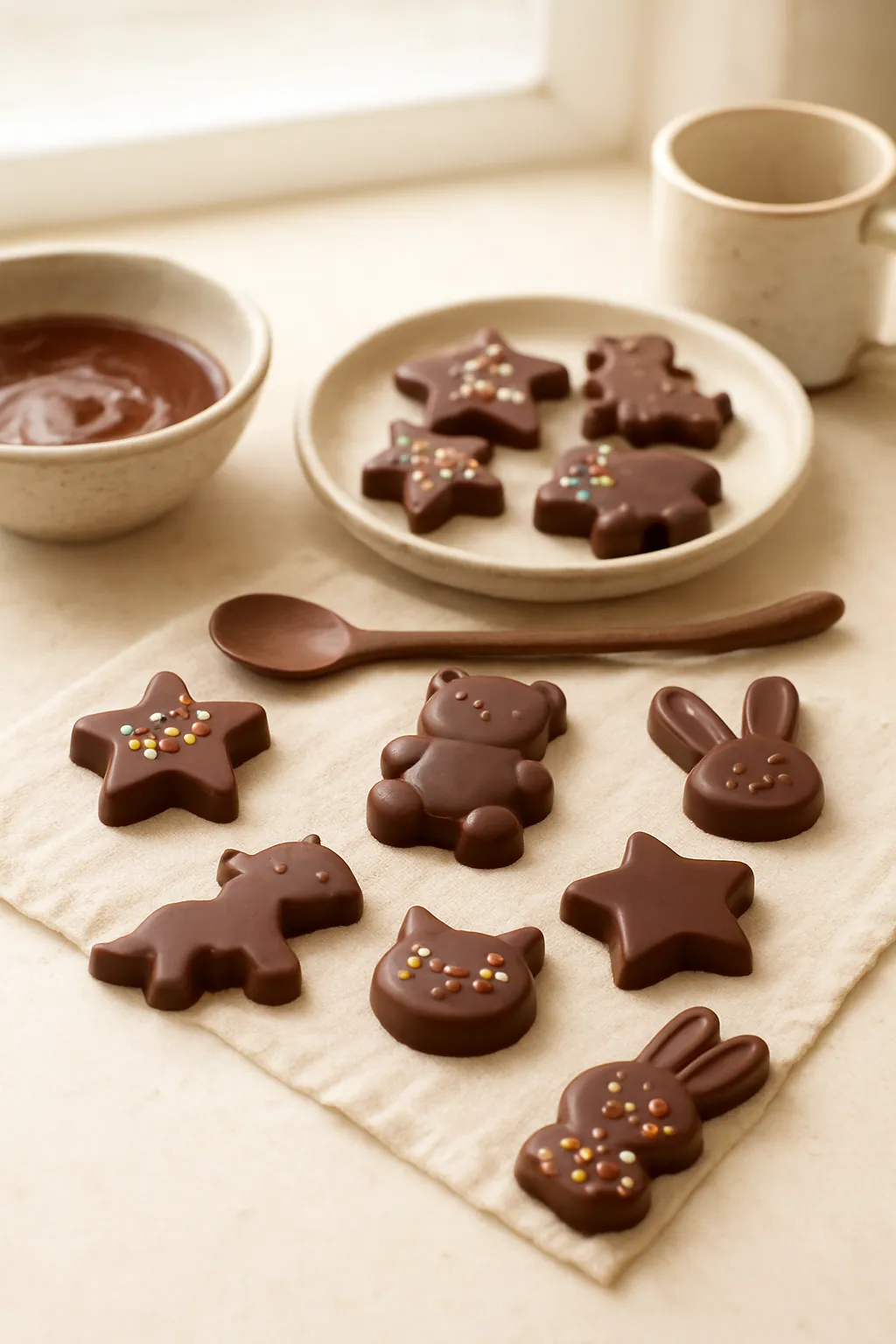 Eindresultaat: Chocoladefiguren in vormpjes maken