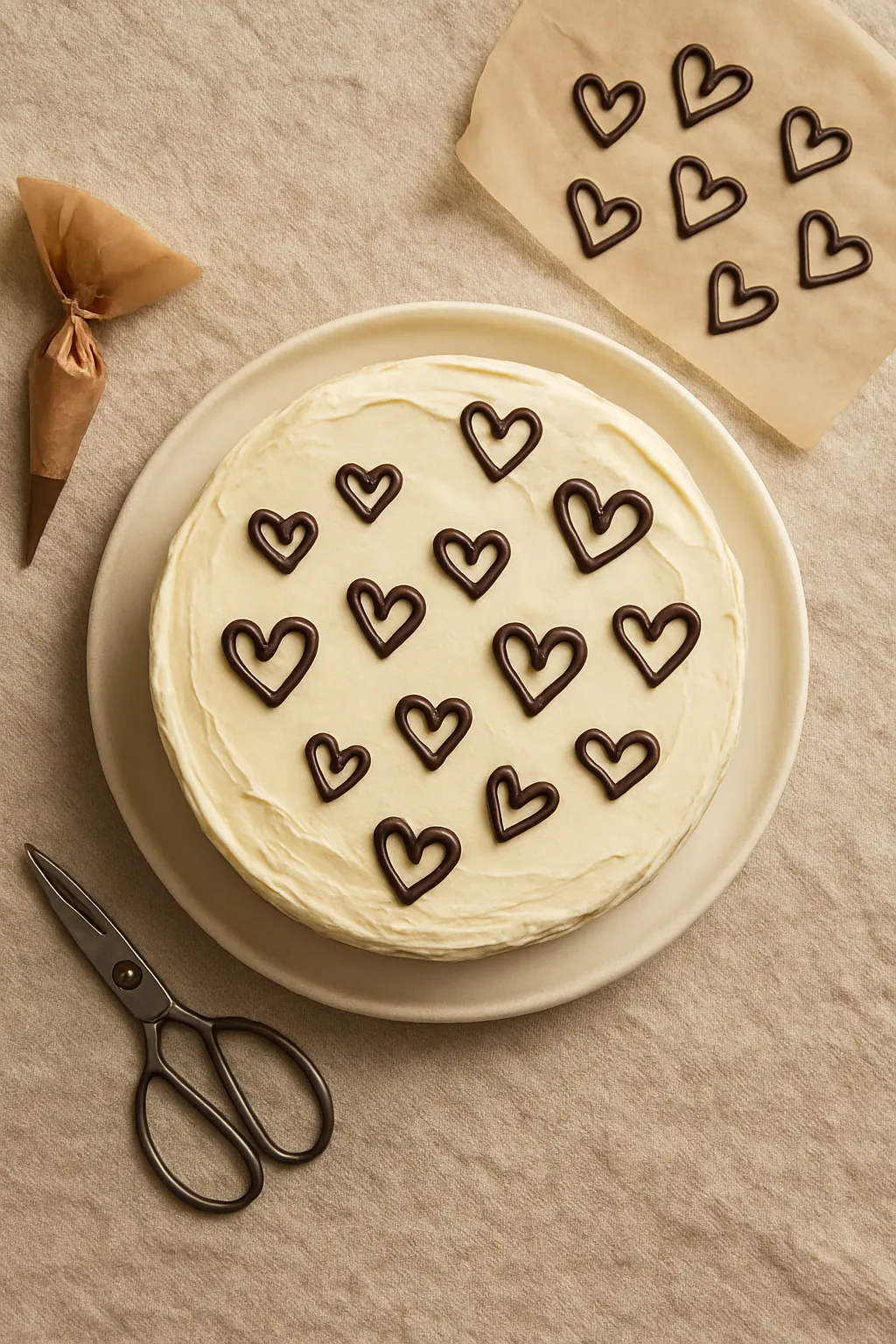 Chocoladehartjes als taartdecoratie maken