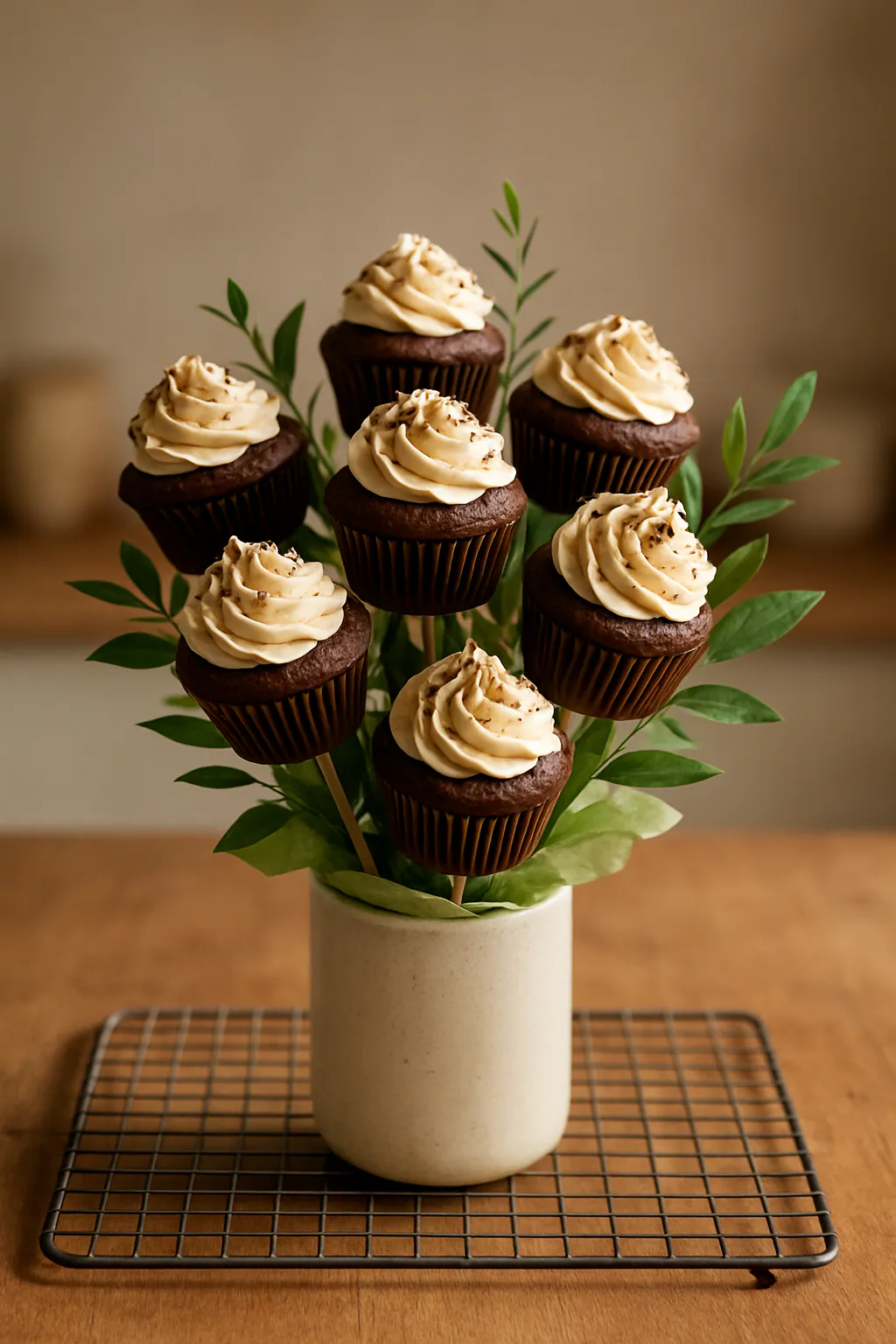 Eindresultaat: Cupcakeboeket