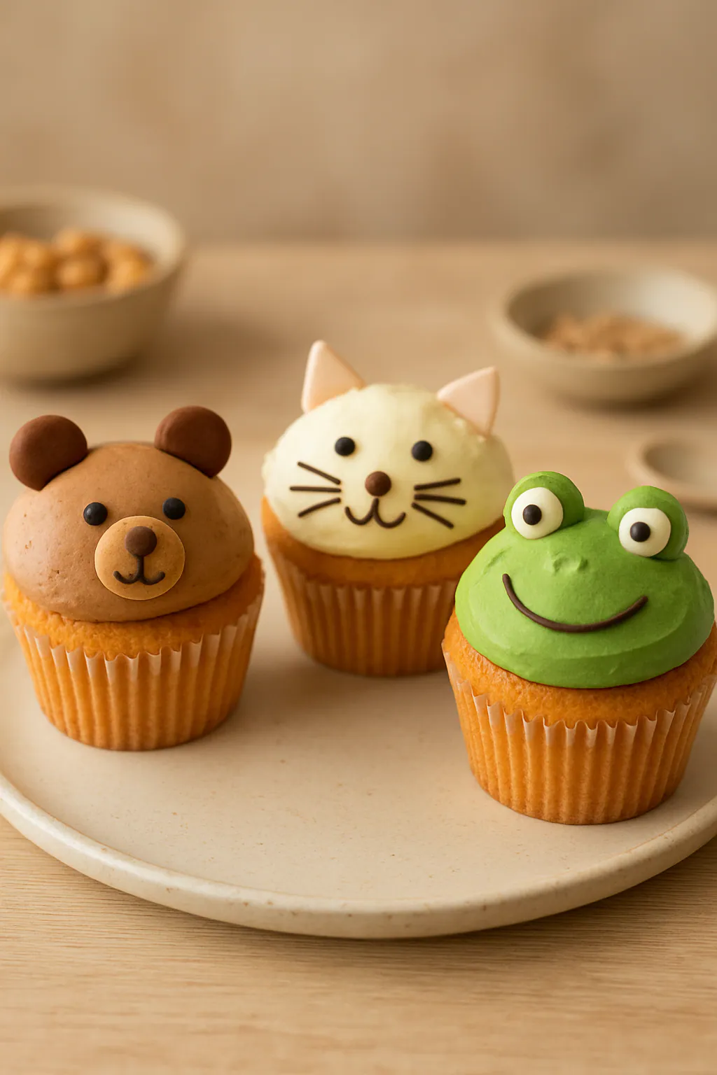 Eindresultaat: Cupcakes als dieren versieren