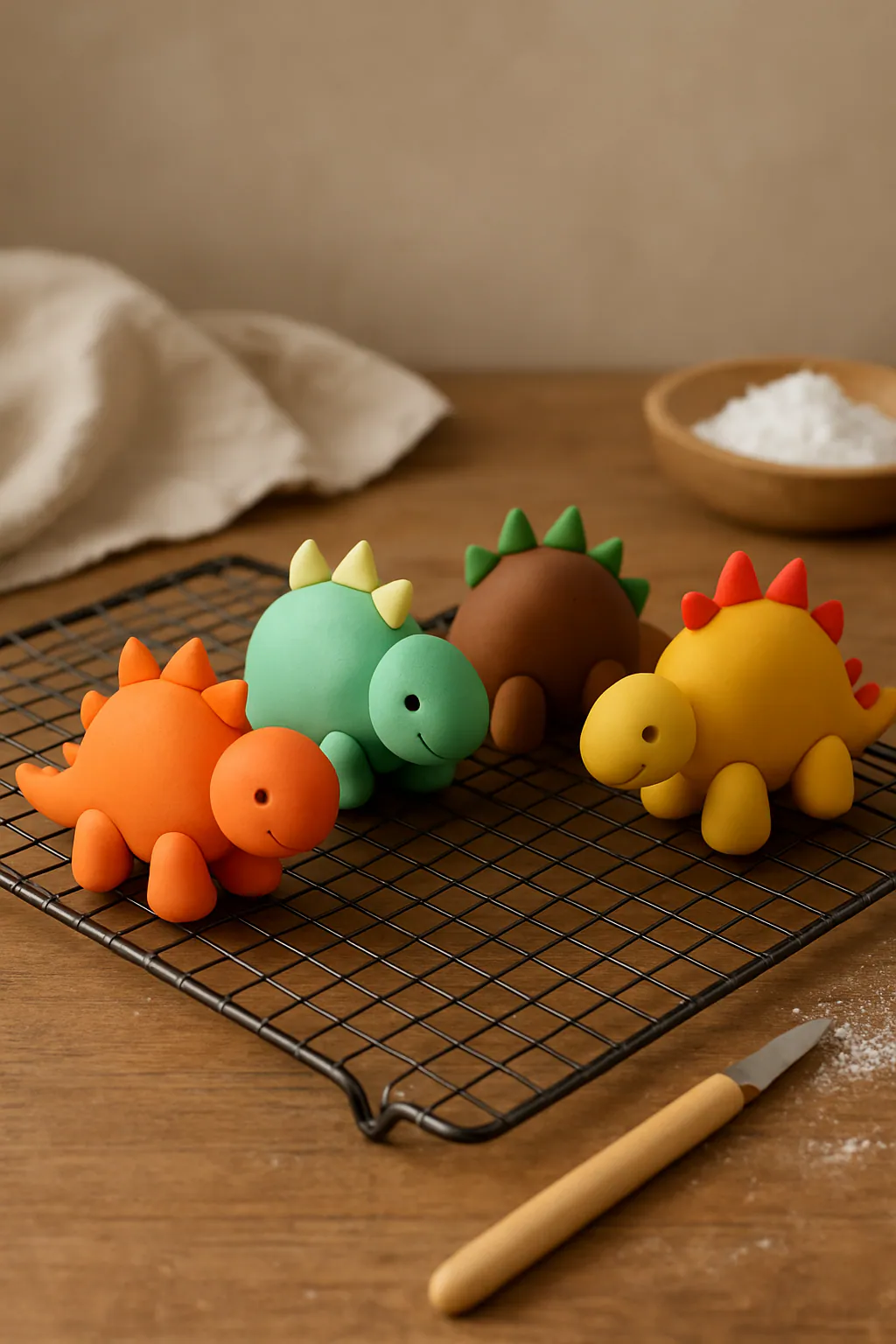 Eindresultaat: Fondantdinosaurussen maken