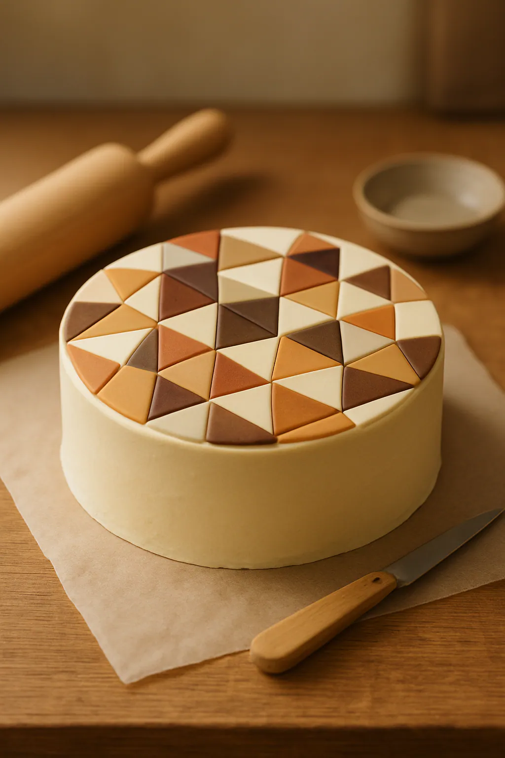 Eindresultaat: Geometrisch fondantmozaïek maken