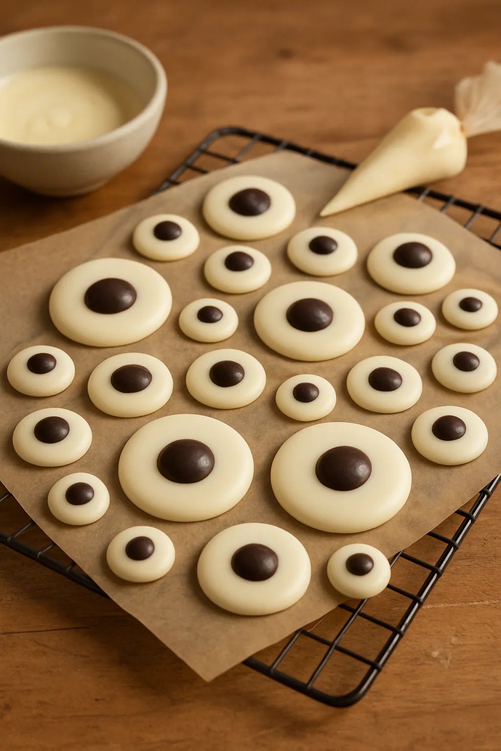 Eindresultaat: Halloween-monsterogen van chocolade maken