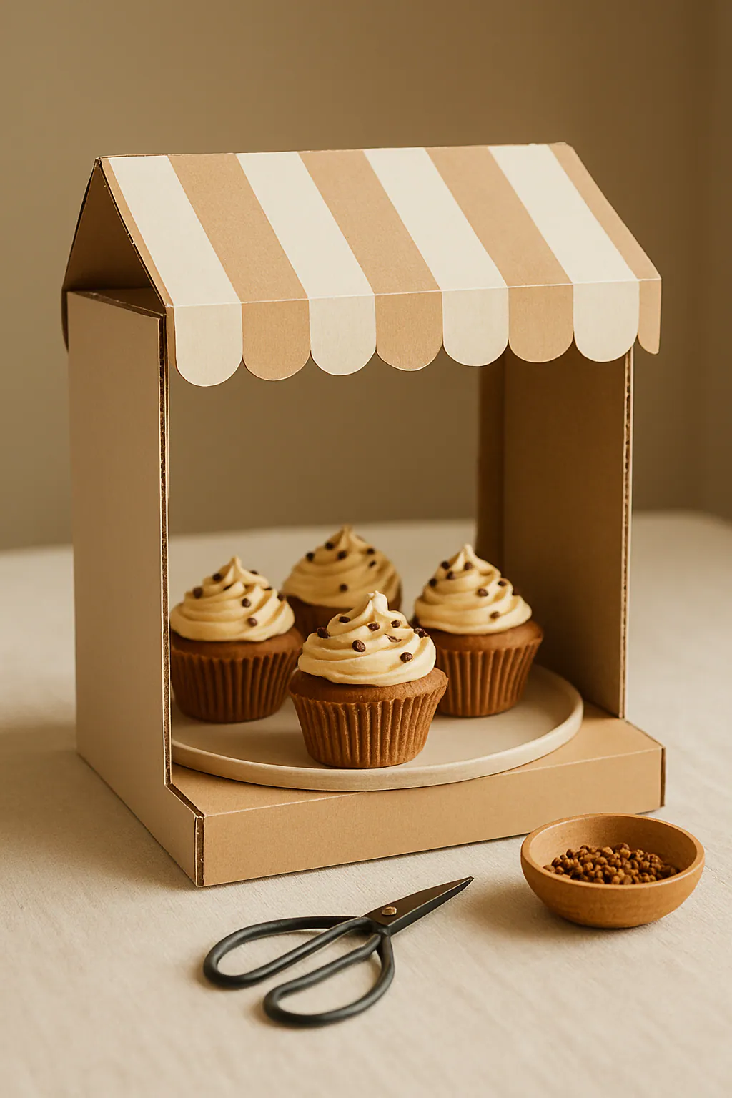 Eindresultaat: Kartonnen cupcakekraam maken