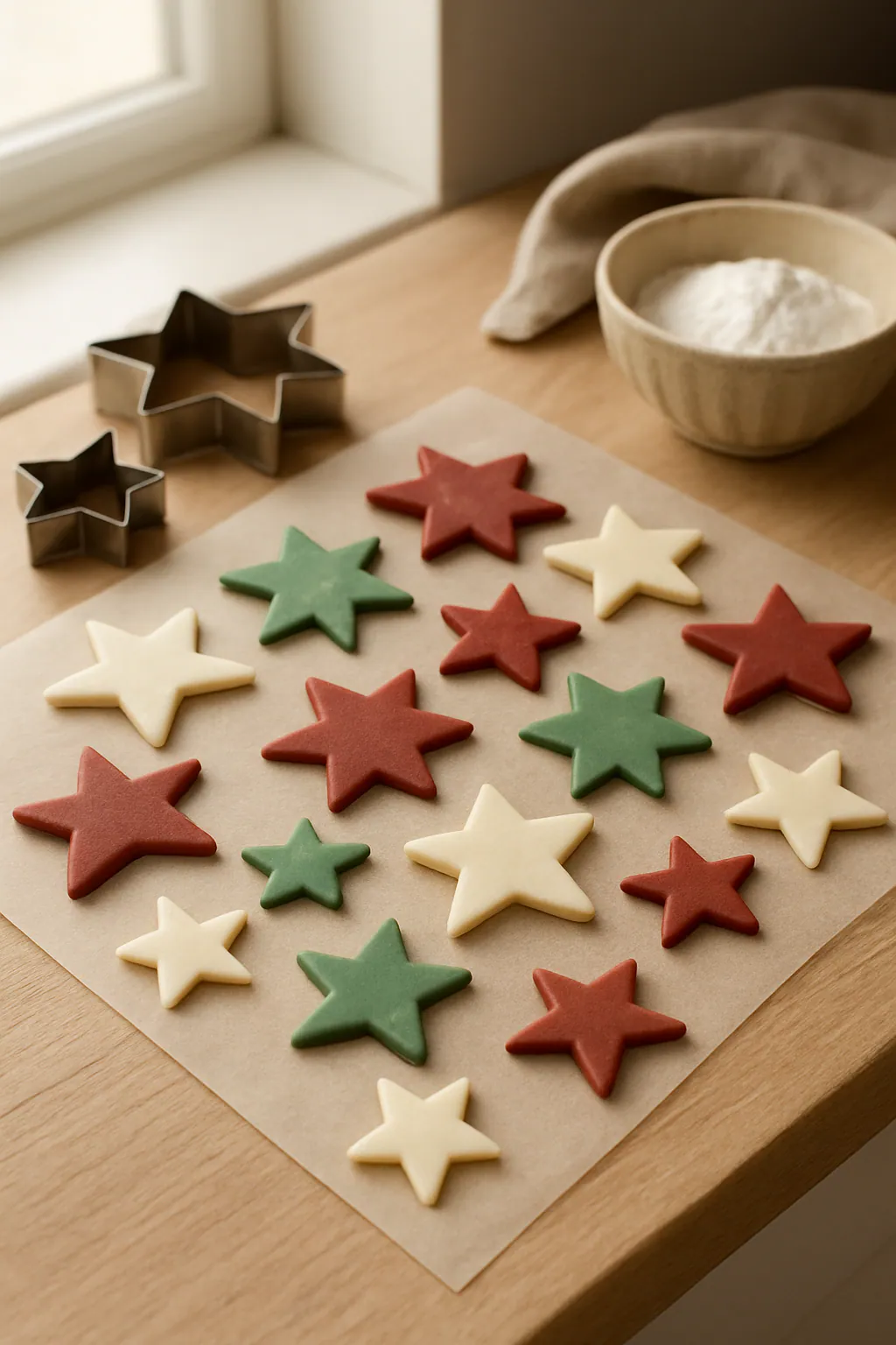 Eindresultaat: Kerststerren van fondant maken