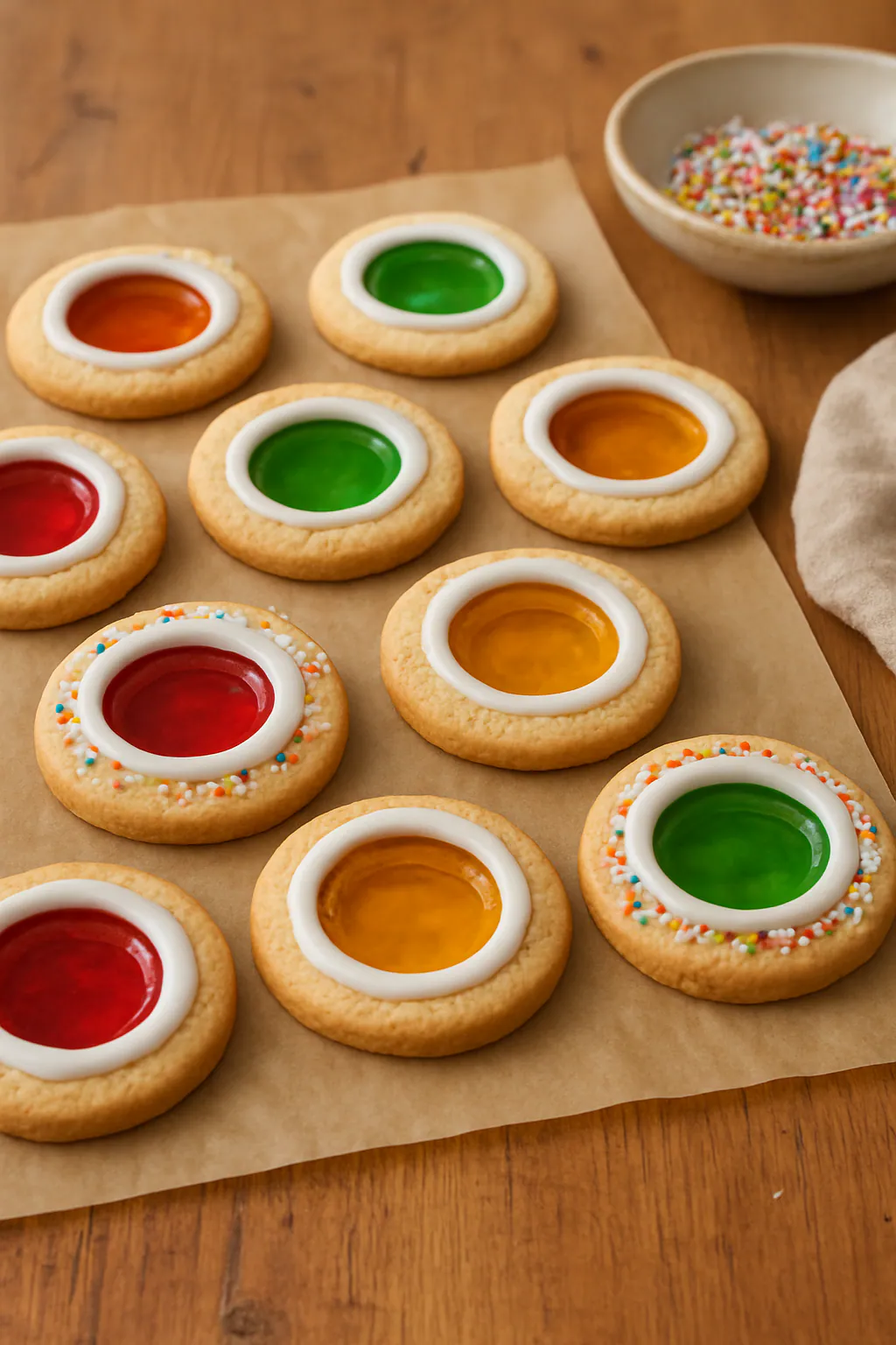 Eindresultaat: Koekjes met gekleurde venstertjes maken