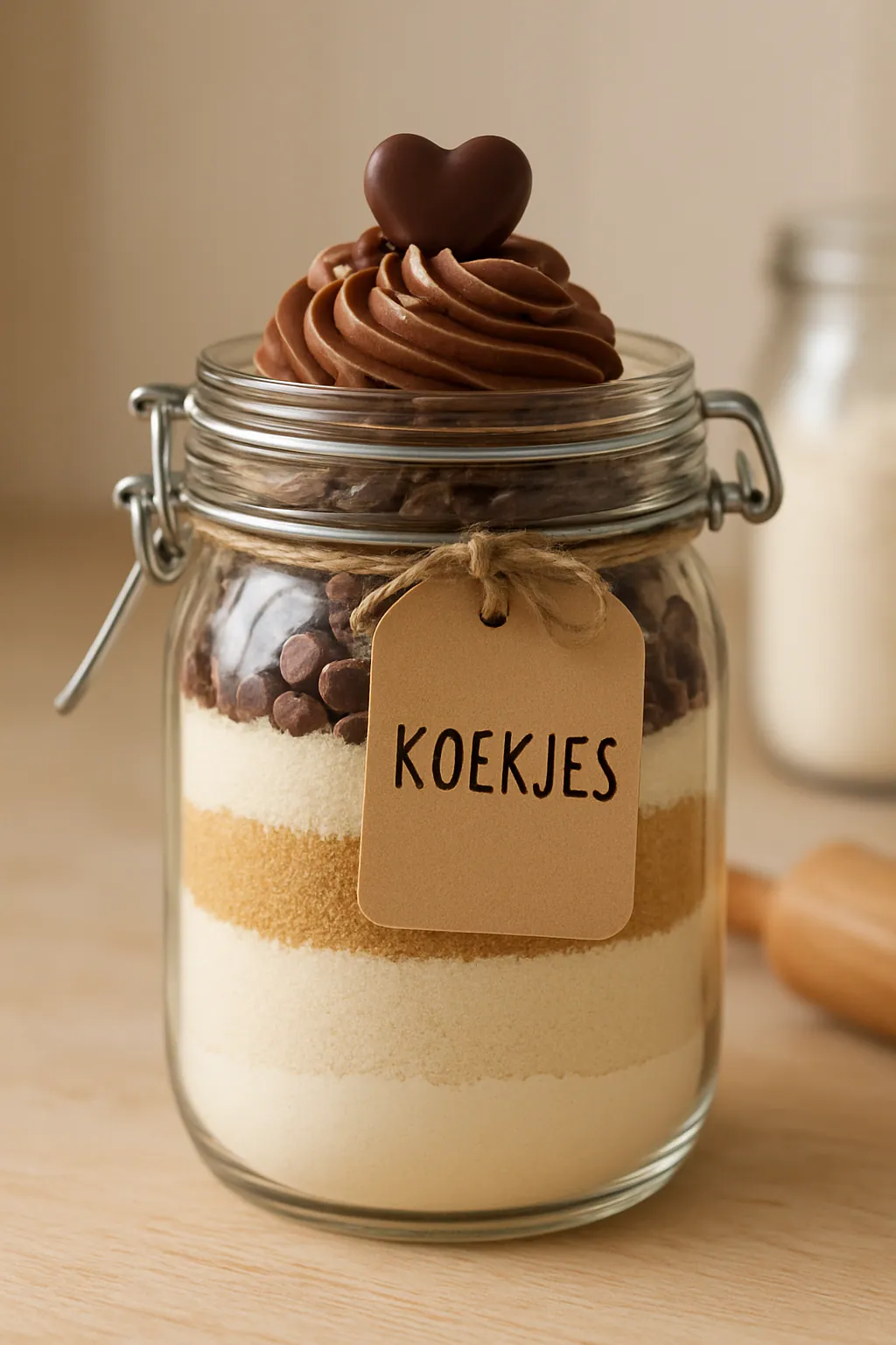 Eindresultaat: Koekjesmix in een pot