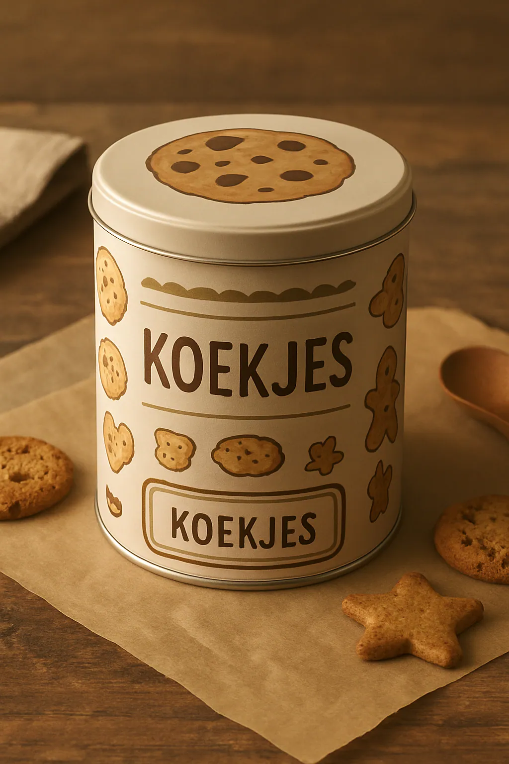 Eindresultaat: Koekjestrommel versieren