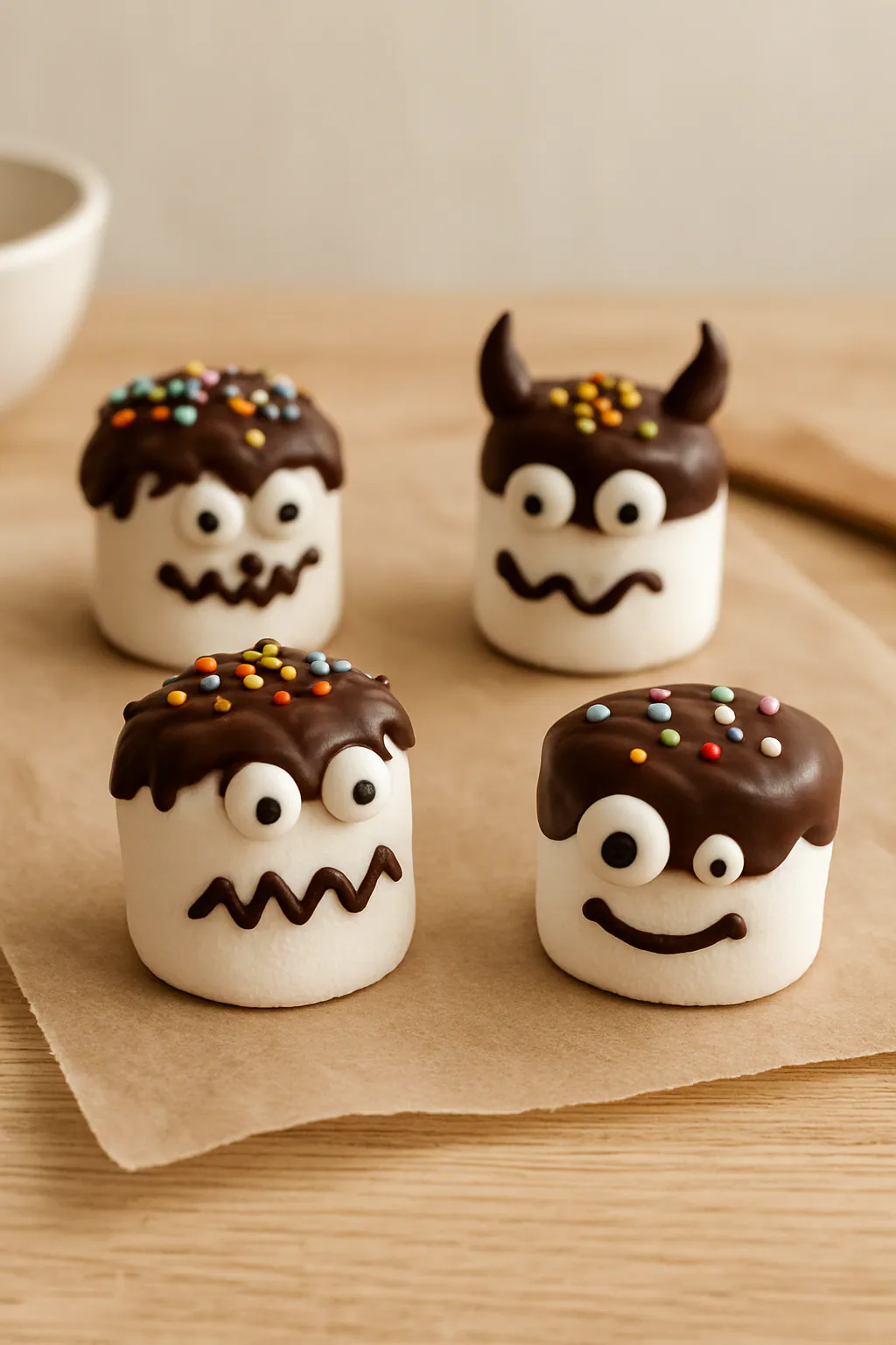 Eindresultaat: Marshmallowmonsters maken
