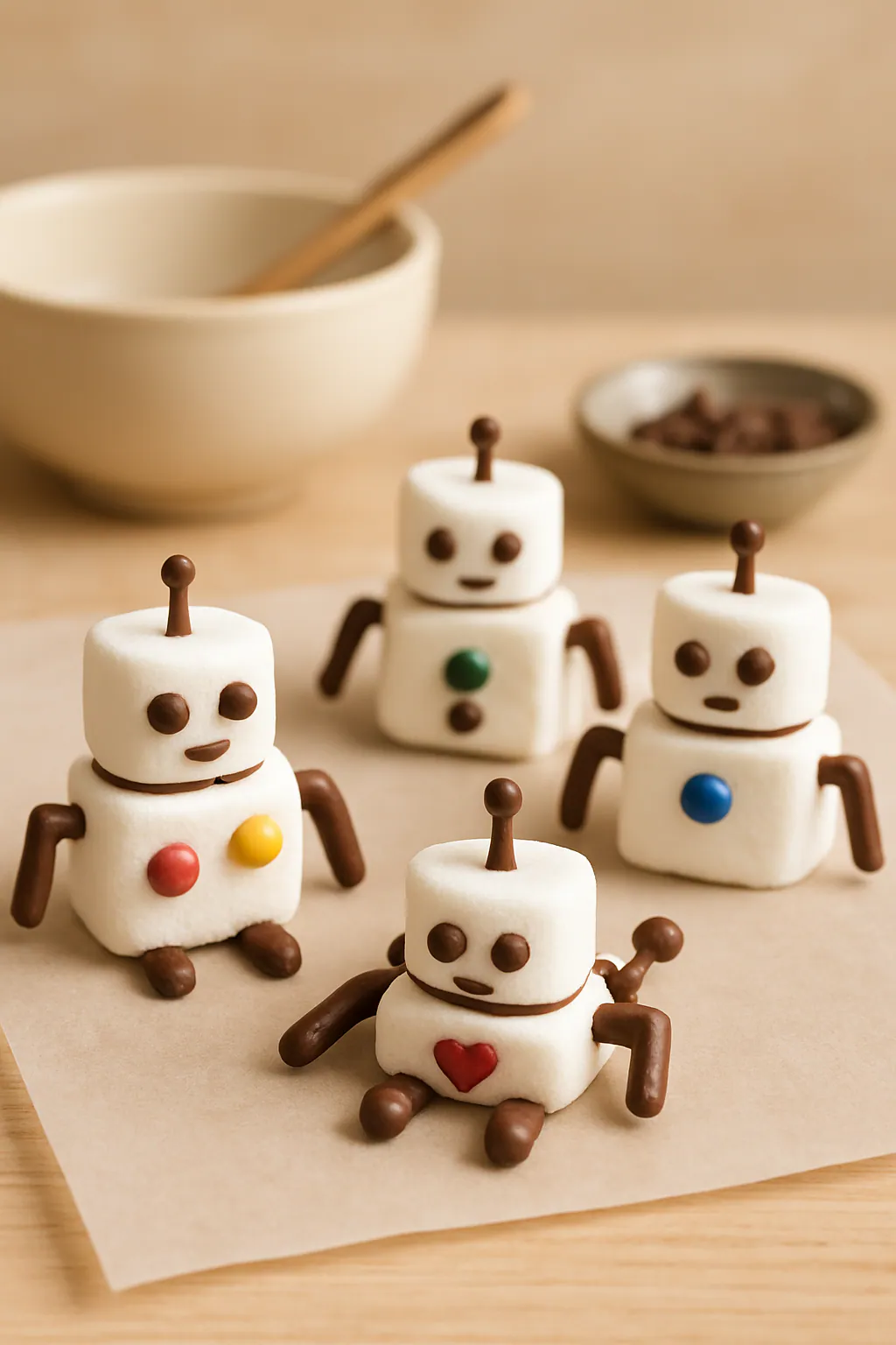 Eindresultaat: Marshmallowrobots maken