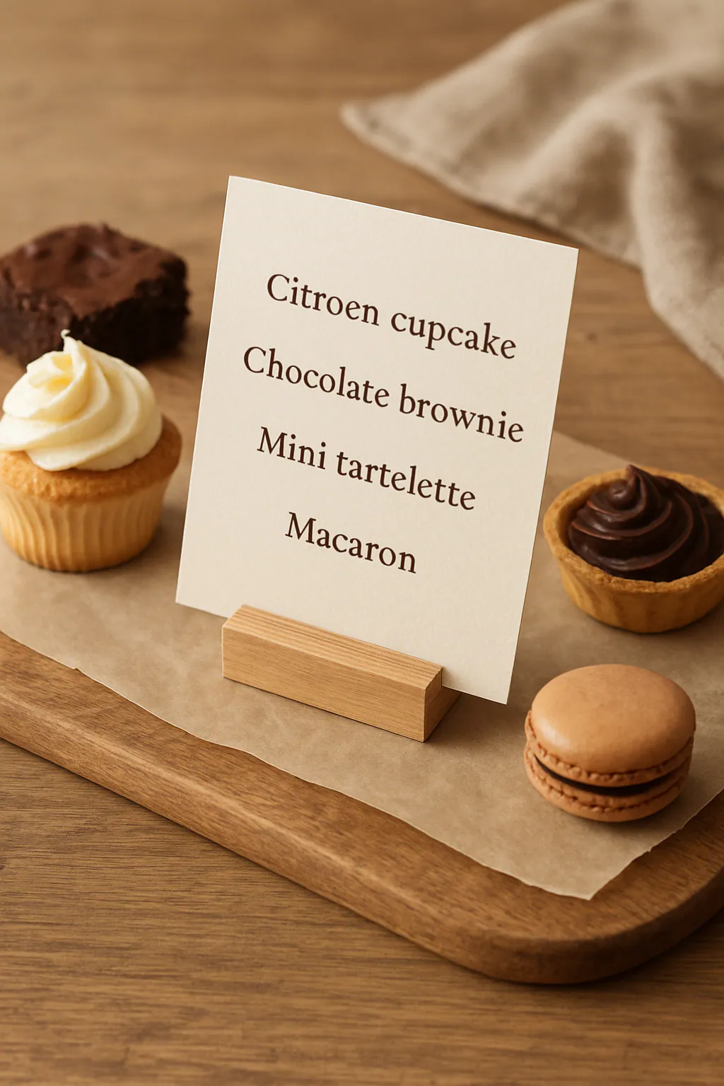 Eindresultaat: Mini-menukaart voor een sweet table maken