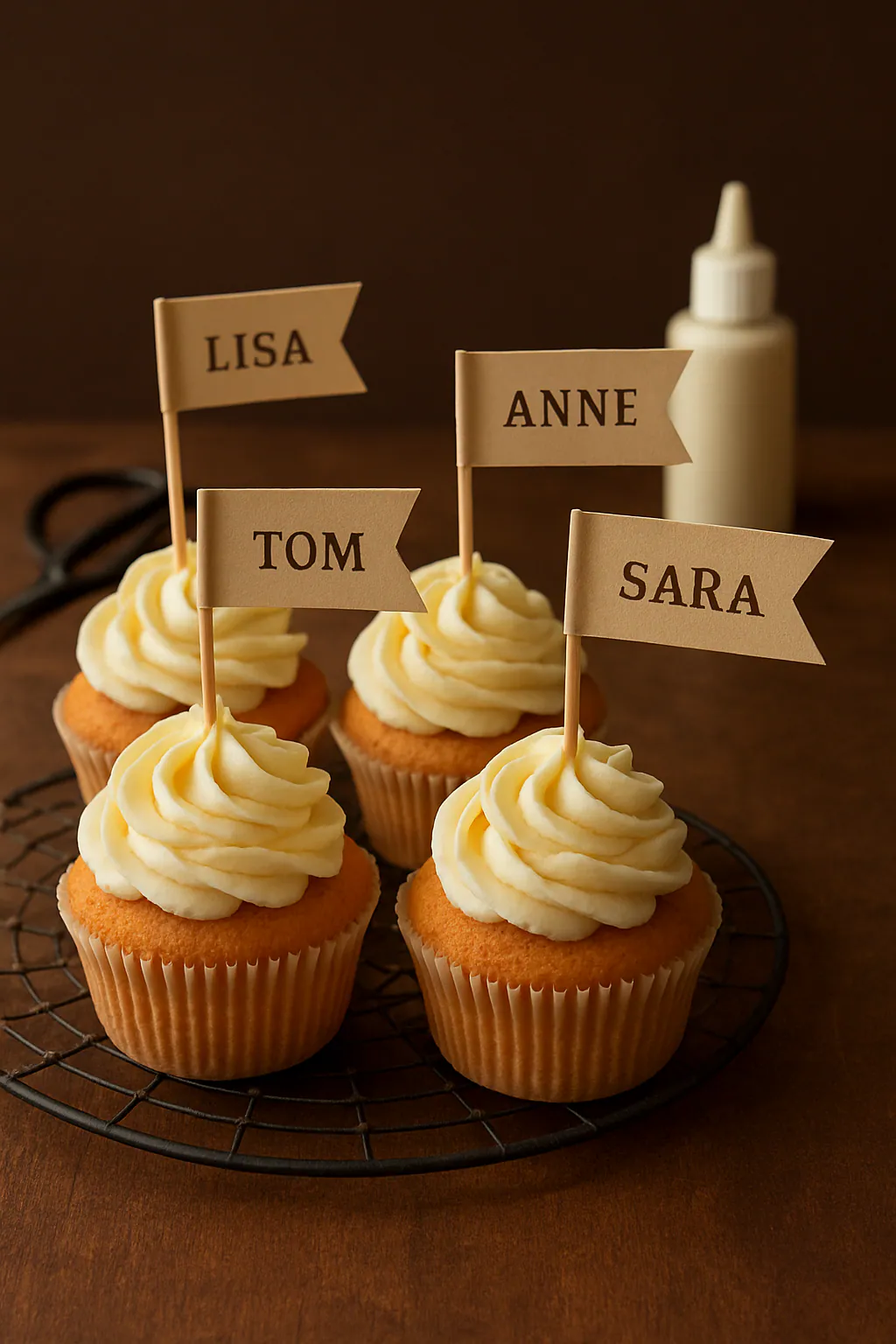 Eindresultaat: Naamvlaggetjes voor cupcakes maken