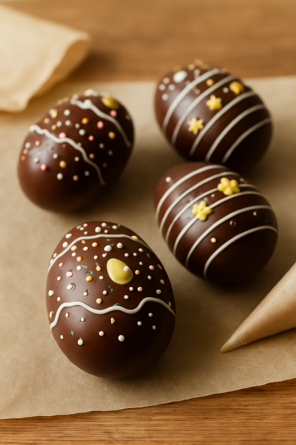 Eindresultaat: Paaseieren van chocolade versieren