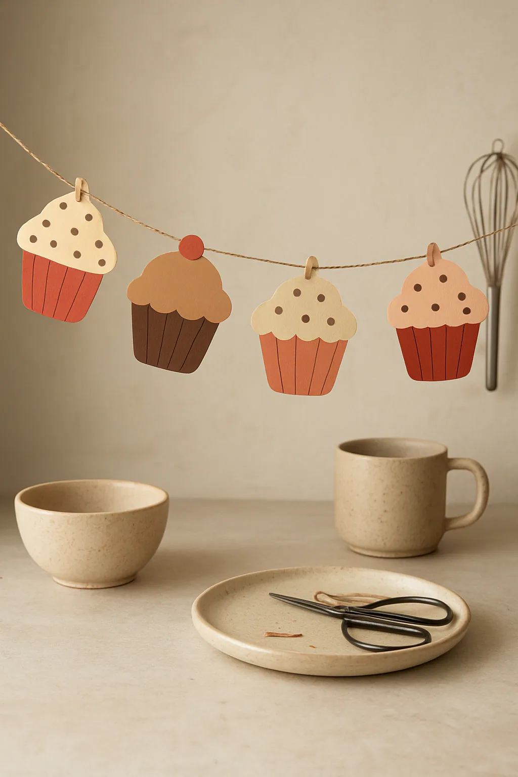 Eindresultaat: Papieren cupcakeslinger maken