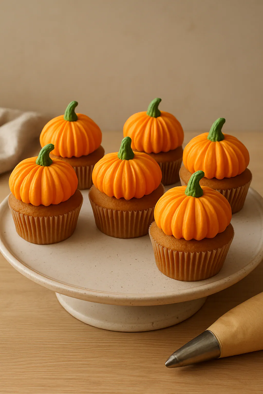 Eindresultaat: Pompoen-cupcakes decoreren