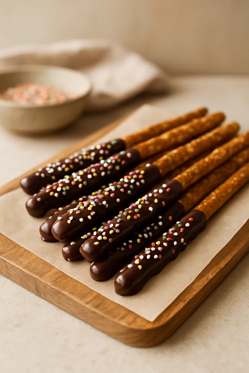 Eindresultaat: Pretzelstokjes feestelijk dippen