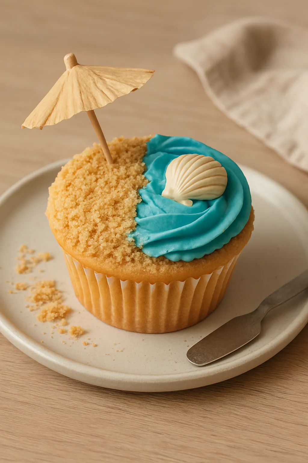 Eindresultaat: Strandcupcakes met koekzand maken