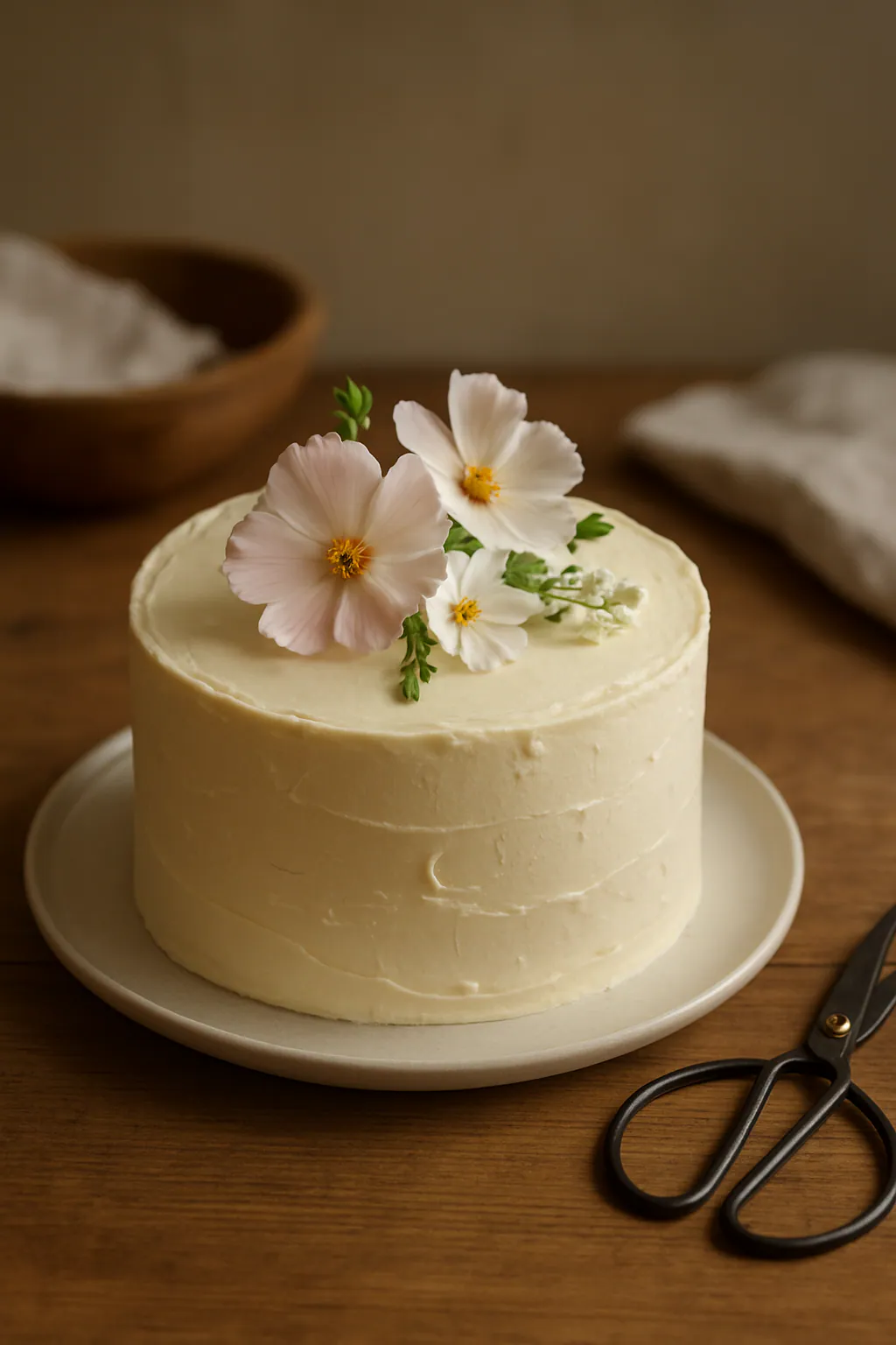 Eindresultaat: Taart decoreren met verse bloemen
