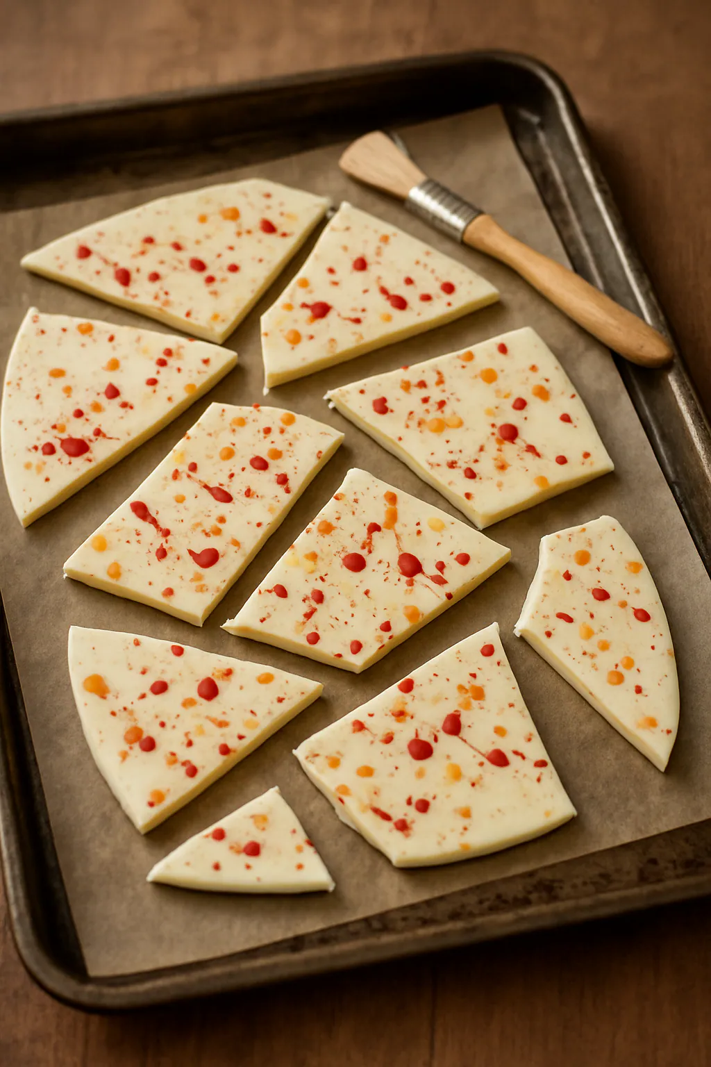 Witte-chocoladedecoraties met spetters maken
