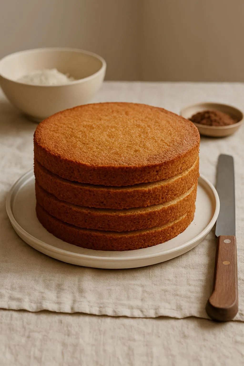 Een cake vlak snijden en in lagen verdelen