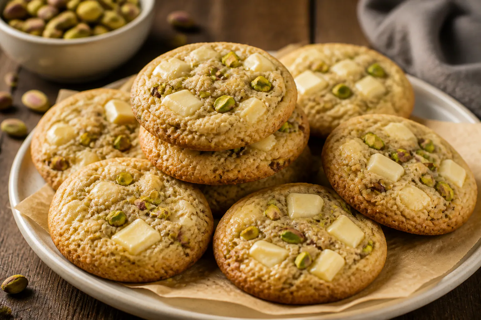 Pistache-witte-chocolade cookies